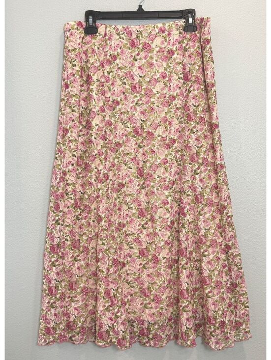 Dresses & Skirts - RQT Pink Rose Floral Lace Maxi Skirt - Women's Large